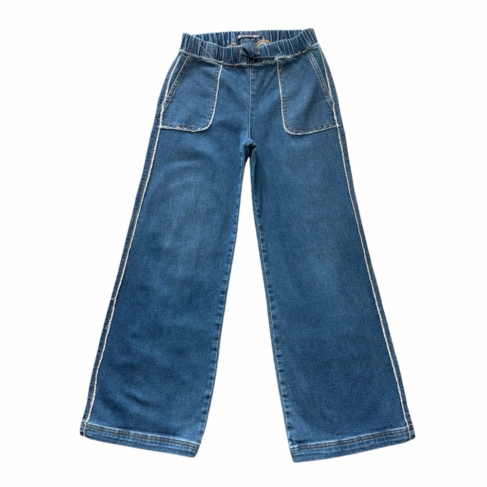 Tractr Blu Stretch‎ Drawstring Waist Wide Leg Jeans Size 12 Girls